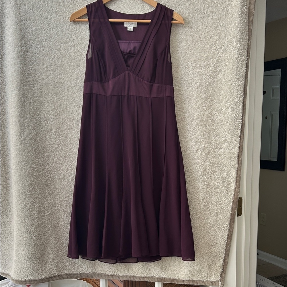 LOFT Sleeveless V-Neck Midi Dress in Plum